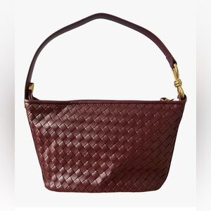 Woven Faux Leather Shoulder - Cossbody Burgundy Bag